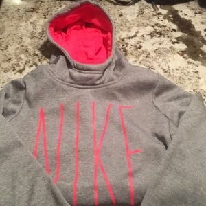 Nike grey and pink hoodie